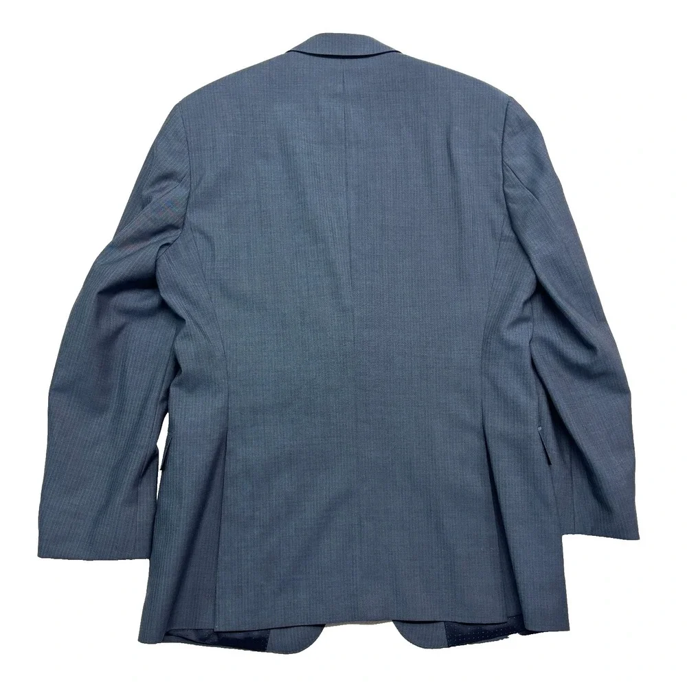 Hugo Boss‎ 42L 36x34 Edison Power Blue Stripe 2pc Pant Suit All Season Wool
